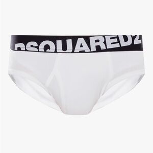 DSQUARED2 Men's 2 pack White Briefs with black trim Size Large